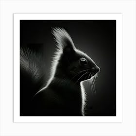 Black And White Squirrel Art Print