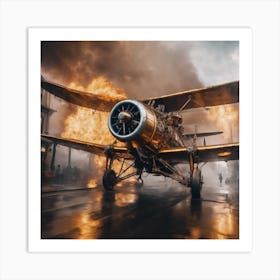 Steampunk Biplane on Runway Art Print