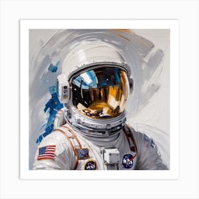 Astronaut Day Spaceman In White Space Suit Costume Open Glass Helmet 1 (1) Art Print