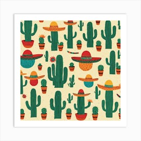 Mexican Cactus Pattern 3 Art Print