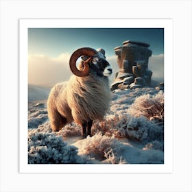 Ram In The Snow 11 Art Print