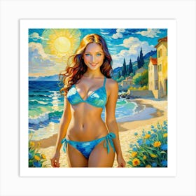 Girl On The Beach ghh 1 Art Print