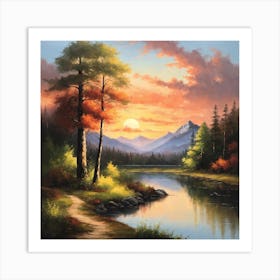 Sunset By The River Art Print