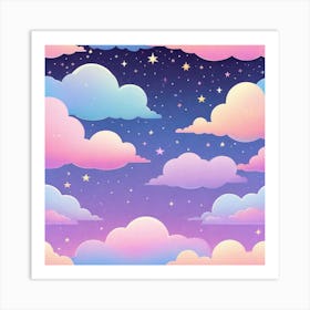 Sky With Twinkling Stars In Pastel Colors Square Composition 89 Art Print