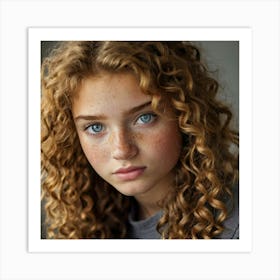 Portrait Of A Girl With Curly Hair 2 Art Print