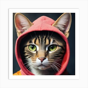 Cat In Hoodie Art Print