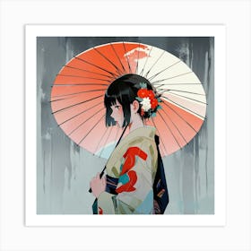 Japanese girl with umbrella 5 Art Print