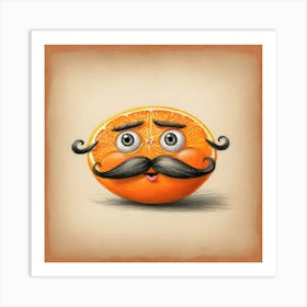 Orange With Mustache 4 Art Print