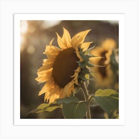 A Blooming Sunflower Blossom Tree With Petals Gently Falling In The Breeze Art Print