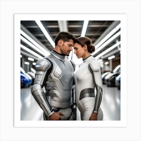 Futuristic Couple In Futuristic Suit 2 Art Print