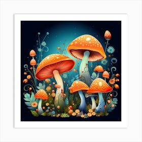 Mushrooms In The Night 1 Art Print