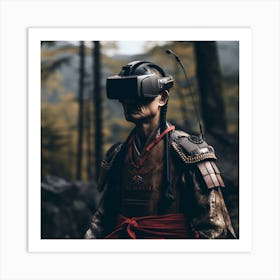 Samurai Wearing Virtual Reality Glasses Art Print