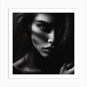 Woman In Black And White 1 Art Print