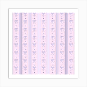 Striped Bow Wall Art | Girly Gallery Wall Art, Baby Blue 1 Affiche