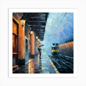 Rainy Day At The Station Art Print