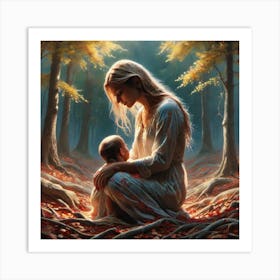 Mother And Child In The Woods 2 Art Print