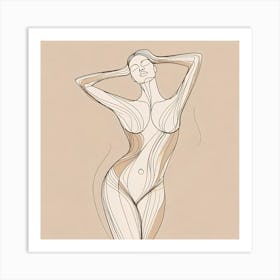 Woman Body wallart line vector drawing print abstract poster art illustration design texture for canvas Art Print