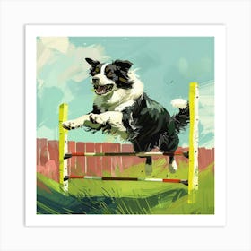 Border Collie Jumping Over An Obstacle Art Print