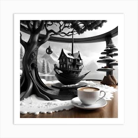 Tree House In A Coffee Shop Art Print