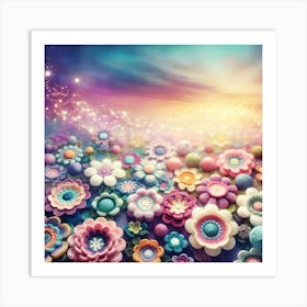 Colorful Flowers Background Art Print