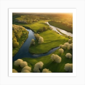 Sunrise Over The River Art Print