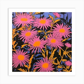 Asters 4 Pop Art Illustration Square Art Print