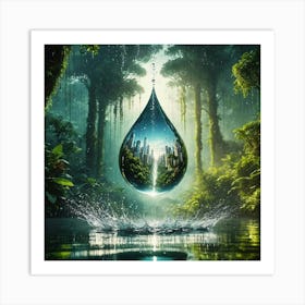 Water Drop In The Forest Art Print