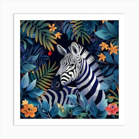 Zebra In The Jungle 7 Art Print