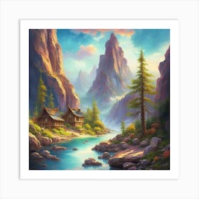 Landscape of valley rocks 14 Art Print