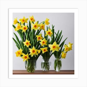 Daffodils In Vases 1 Art Print