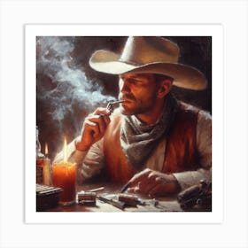 Cowboy Smoking A Cigarette Art Print