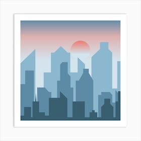 Cityscape At Sunset Art Print