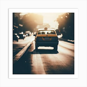 Taxi Cab In The City Art Print