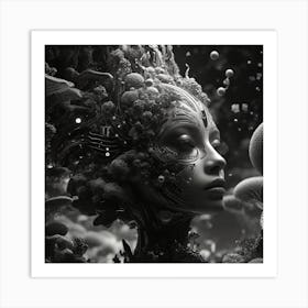 Black And White Digital Art Art Print