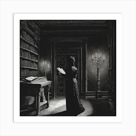 Woman In A Library Art Print