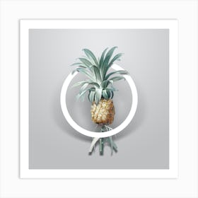 Vintage Pineapple Minimalist Floral Geometric Circle on Soft Gray n.0019 Art Print
