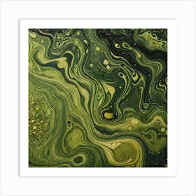 olive gold abstract wave art 12 Art Print