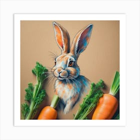 Rabbit With Carrots 10 Art Print