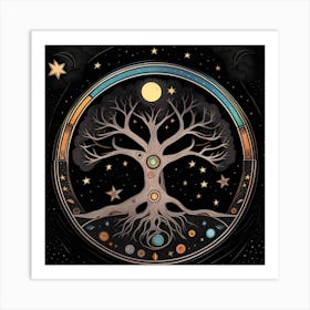 Retro tree of life Art Print