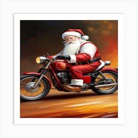 Santa On Bike 3 Art Print