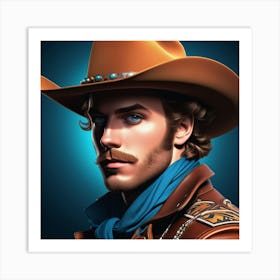 Cowboy With Mustache Art Print