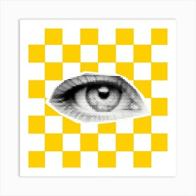 Checkerboard Eye Yellow Art Print