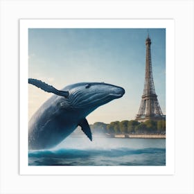 Eiffel Tower And Whale Art Print