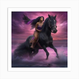 Woman Riding A Horse 3 Art Print