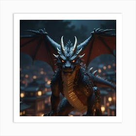 Dragon In The Night Art Print