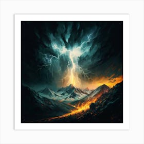 Impressive Lightning Strikes In A Strong Storm 1 Art Print