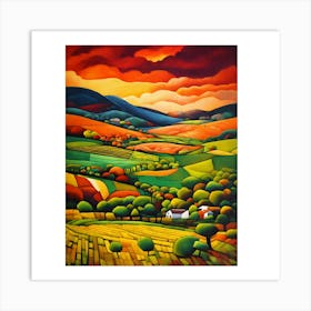 Sunset In The Countryside Art Print