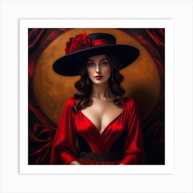 Beautiful Woman In A Red Dress 1 Art Print
