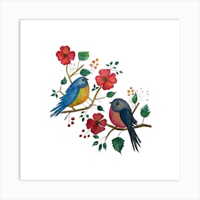 Watercolour Love Birds Art Print