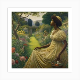 Woman In A Garden 3 Art Print